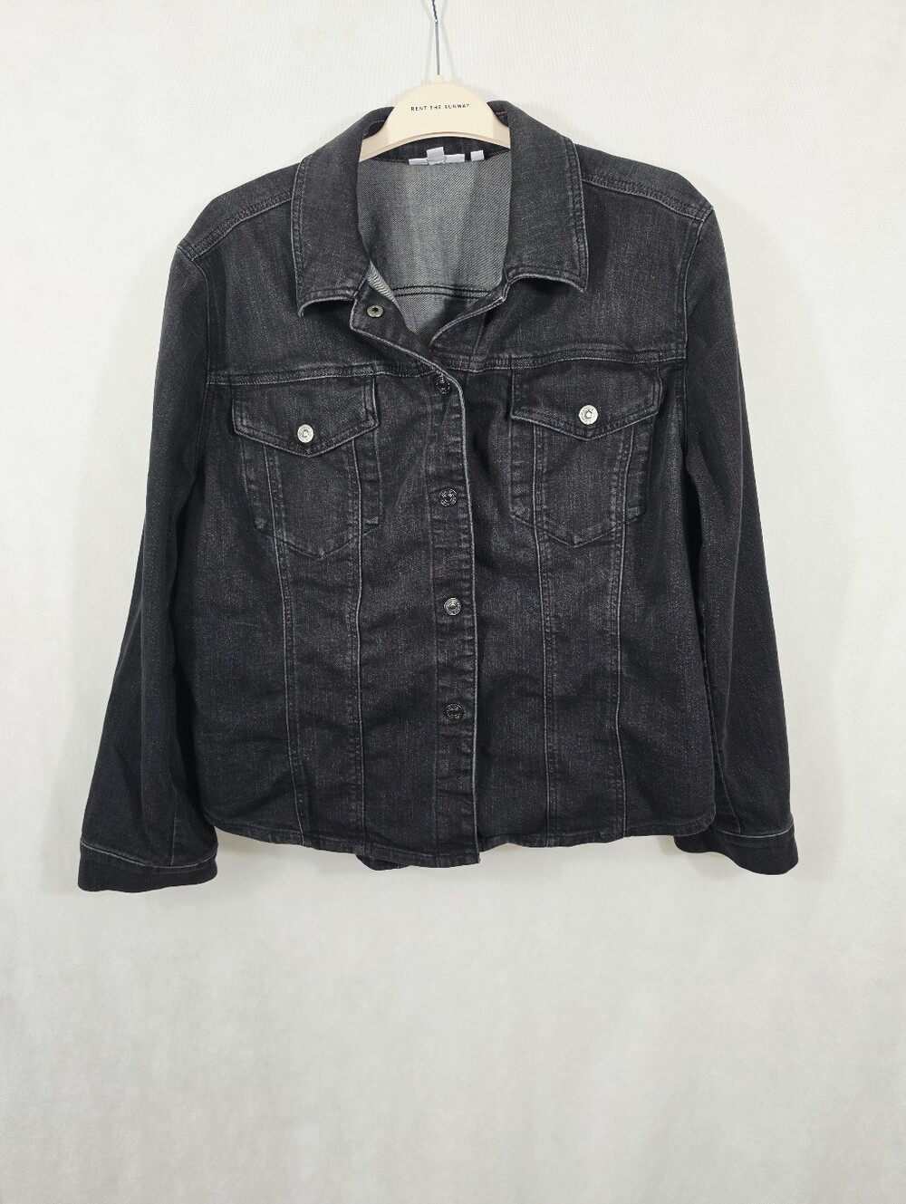 Chico's Black Washed Denim Jean Jacket